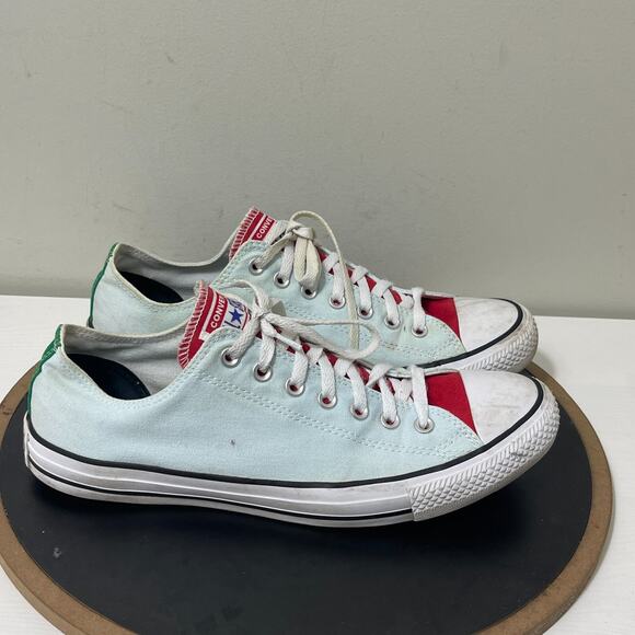 VTG Converse‎ Chuck Taylor All Star Low Top Men 11.5 Mint Green Red White Canvas - Picture 1 of 12